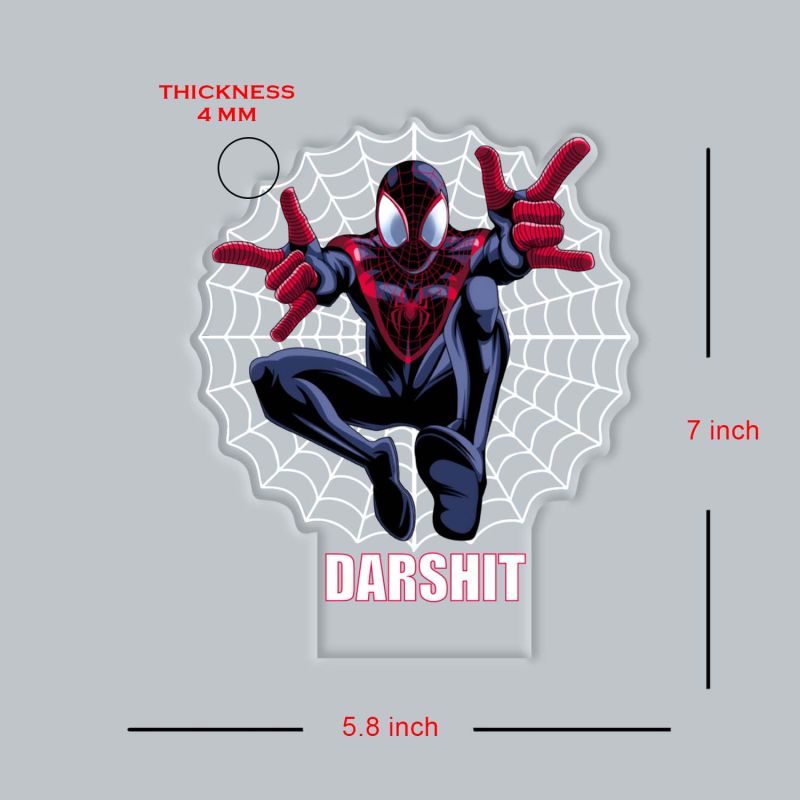 Custom Superhero Acrylic LED Lamp with UV Print – Personalized Name Web Design Night Light for Kids